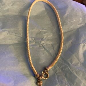 Judith Ripka leather necklace with iconic heart Sterling Silver 925